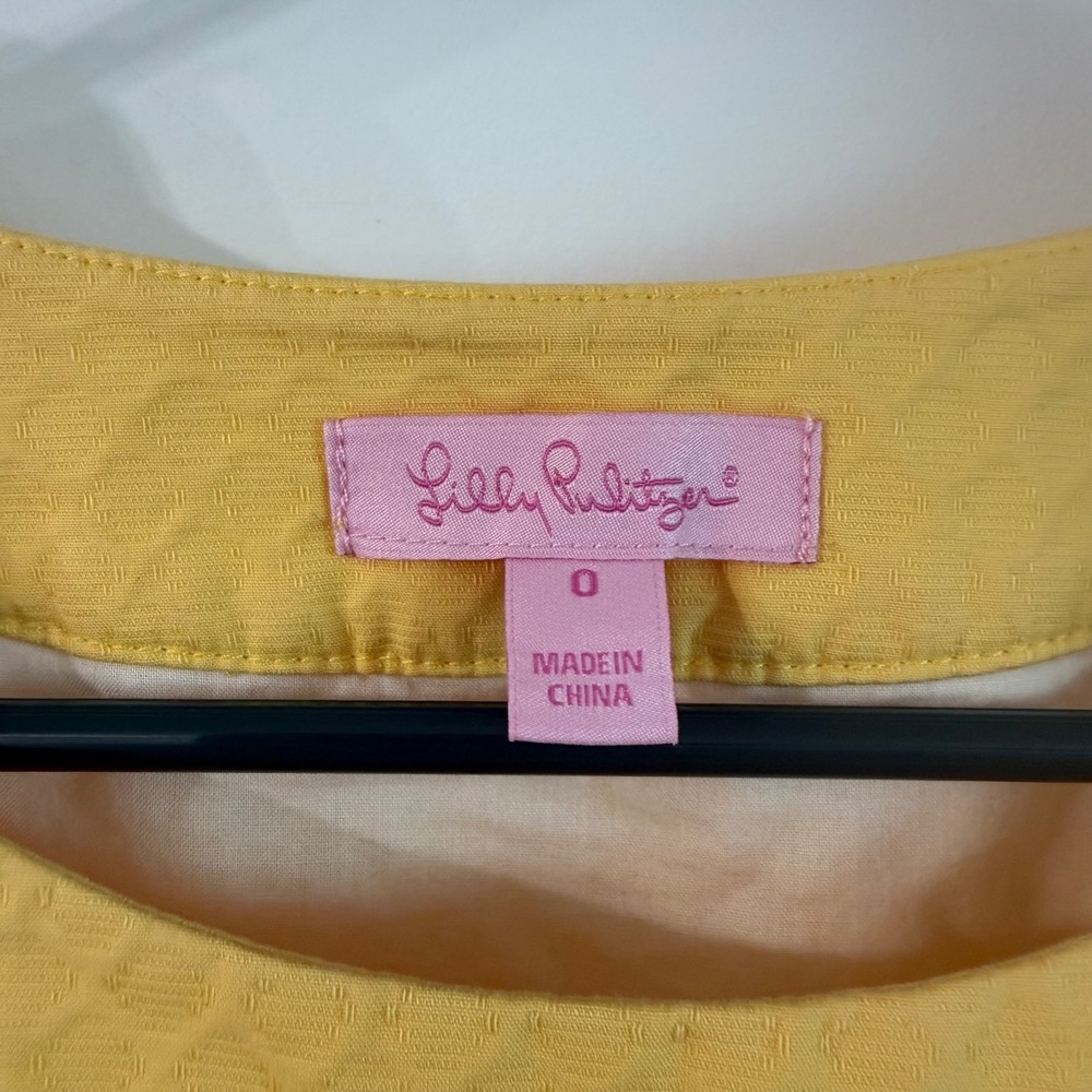 Lilly Pulitzer Yellow Jacqueline Lace Shift Dress Sleeveless Floral size 0 - Picture 7 of 7